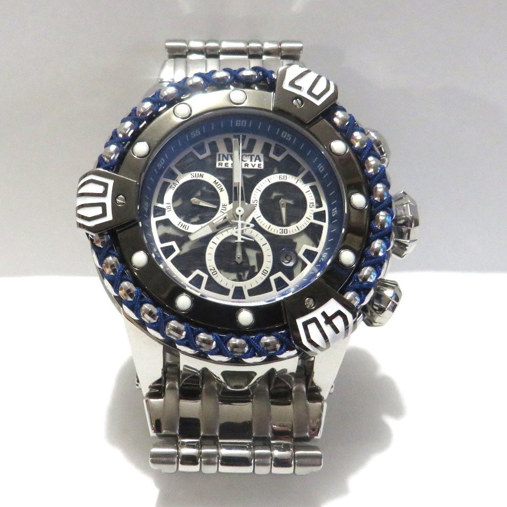 INVICTA THERMOGLOW MEN'S 55MM SWISS QUARTZ CHRONO STAINLESS SILVERTONE BLU 35169